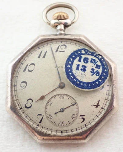 ANTIQUE 12s ELGIN 7 JEWEL GRADE 303 STERLING SILVER POCKET WATCH
