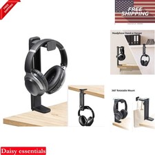 Headphone Stand  Hanger 2-in-1 Adjustable Mount for Desk or Shelf Black
