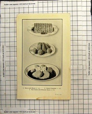 Alter Druck hausgemachte braune Kartoffel Kroketten Kalbsschnitzel Milanaise Sauce