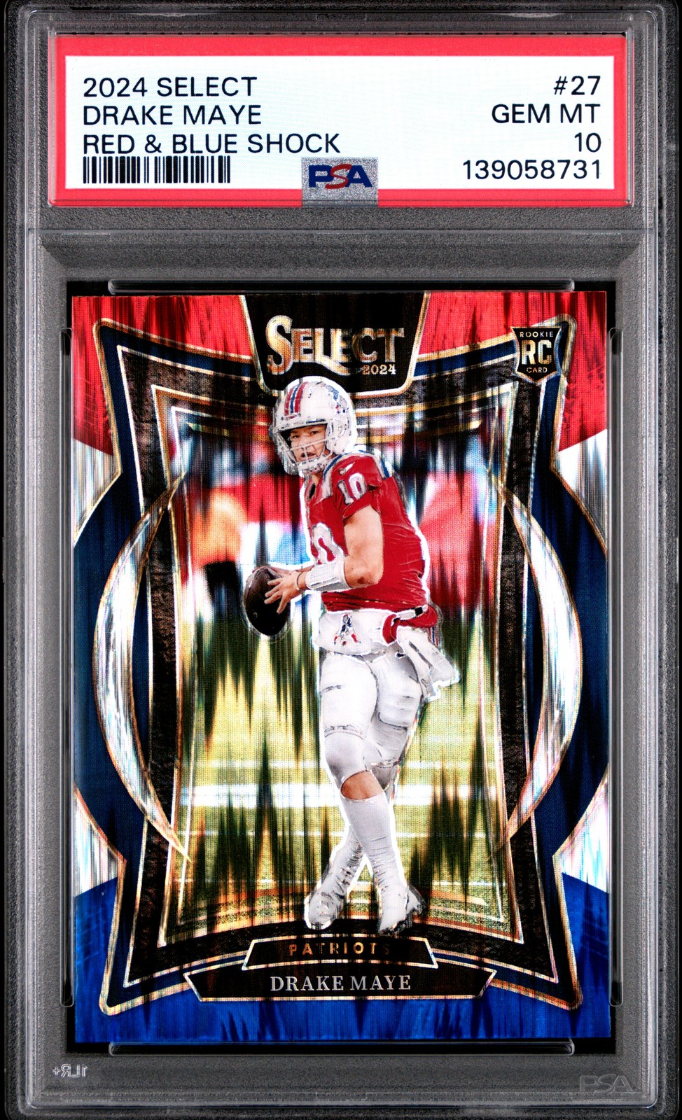 Drake Maye Panini Select #27 Red/Blue Shock