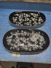 2 Temp-tations by Tara  12" Oval Serving Platter Floral Lace-Black Hld 278608