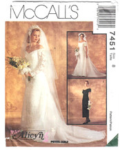 McCall's 7451 Wedding/Bridal Gown w/Train and Bridesmaid Dress Miss Sz 8 Pattern