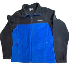 Columbia Men's Full Zip Soft Fleece Jacket with Pockets Blue and Gray size SMALL