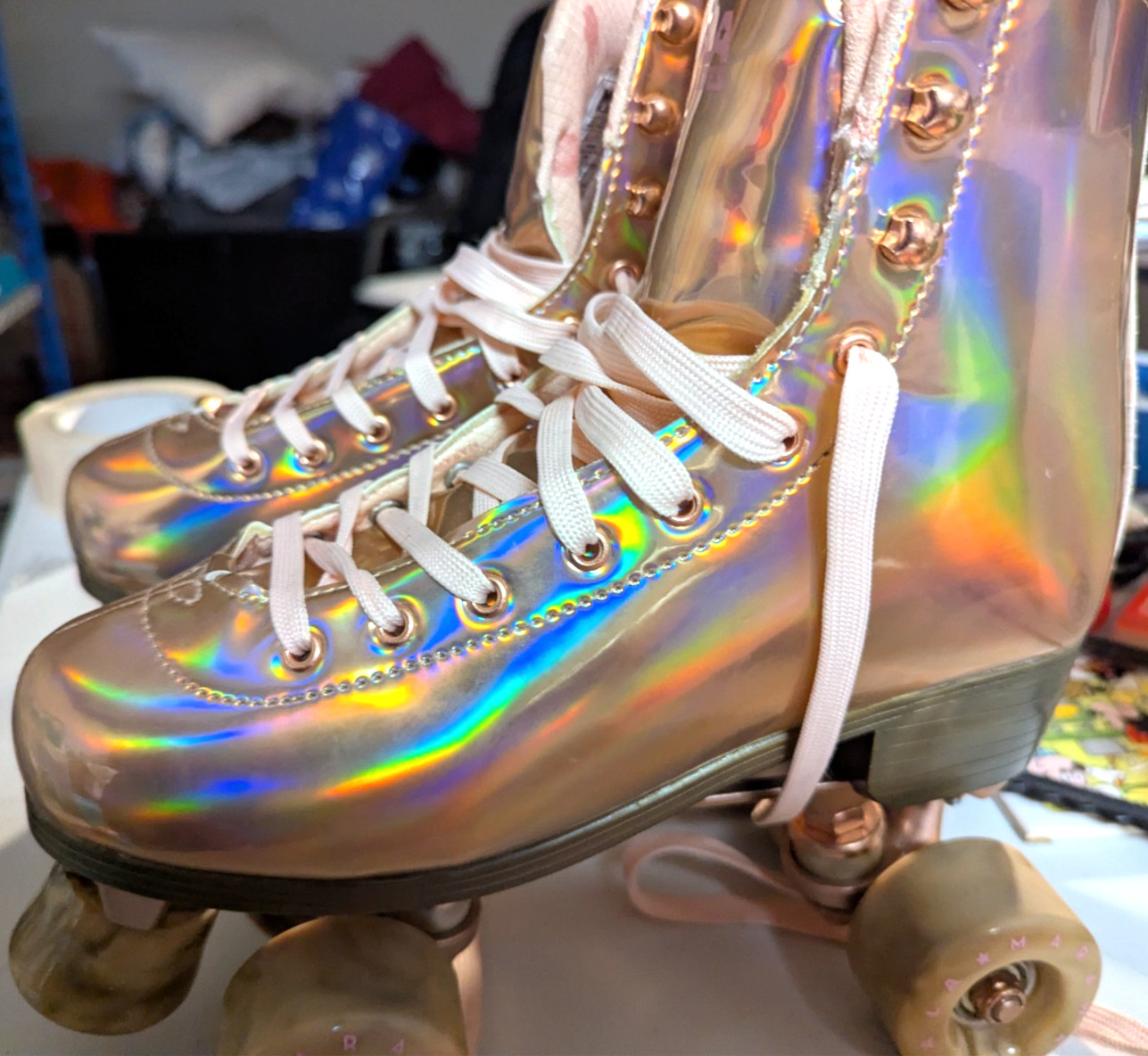 , Women's Size 9 - Holographic Rose Gold!