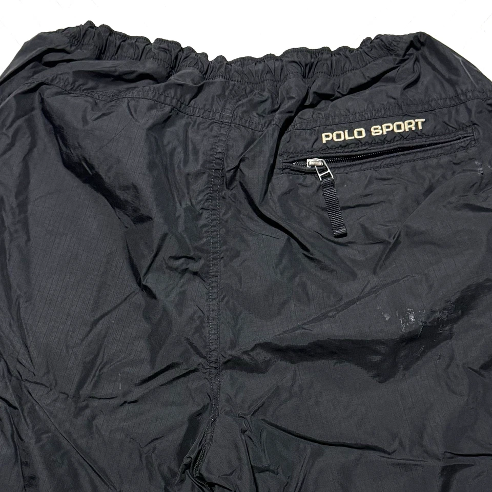 Pantalones Cortos De Colección Polo Sport Ralph Lauren Nylon Talla Mediana Negros Años 90 Foto 3 de 4
