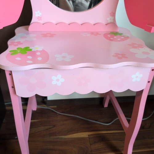 Mother Garden Strawberry Kids Vanity Table Charming Design Pink - Picture 4 of 5
