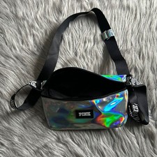 PINK Victoria's Secret Fanny Pack Silver Shimmer Bag Adjustable Strap