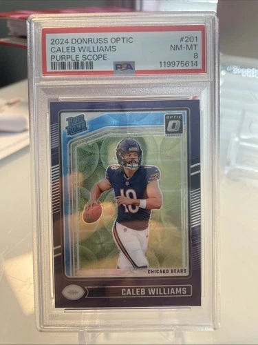 2024 Donruss Optic Caleb Williams Purple Scope PSA 8