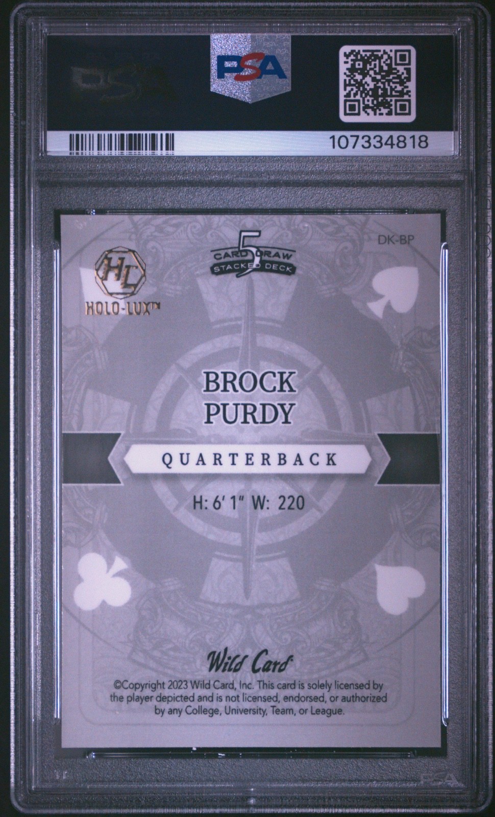 2023 Wild Card 5 Card Draw Brock Purdy Jack Sparkle Foil 1/1 #BP PSA 10 view 2