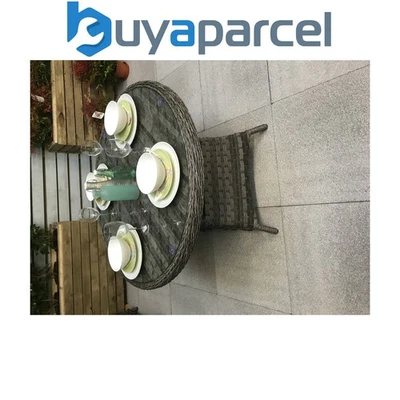 Signature Weave Victoria Wicker 4 Seater Round Dining Table Grey 100cm