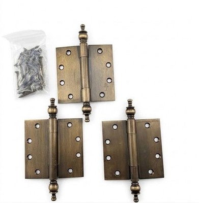 Hager Companies Solid Brass Architectural Door Hinge W/Urn Tip 4.5x4.5 Set of 3