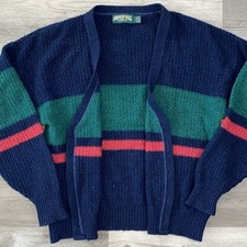 VTG American Eagle Outfitters Knit Cardigan Large Blue VNeck Sweater Made in USA