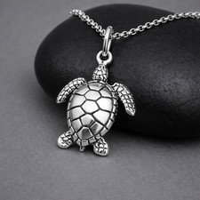 925 Sterling Silver Sea Turtle Necklace - Tortoise Charm - Ocean Beach Jewelry