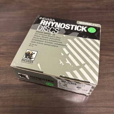 Indasa 5'', 180 Grit Rhynostick White Line PSA Sand Paper Discs, (New) - 100/Box