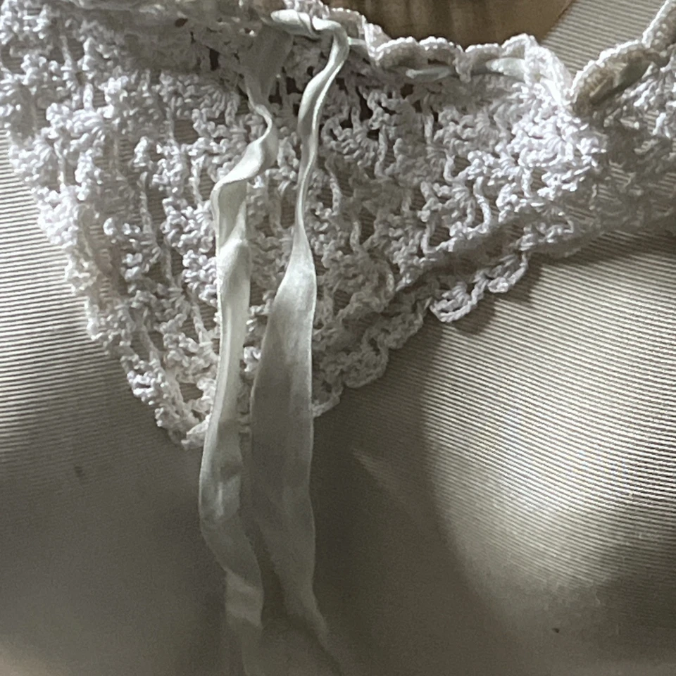 Antiguo Collar Victoriano Francés Seda Pálido Robin Huevo Azul Cinta Desgaste Foto 2 de 4