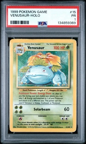 PSA 1 Venusaur 15/102 Base Set Holo Foil 1999 Pokemon WoTC PR