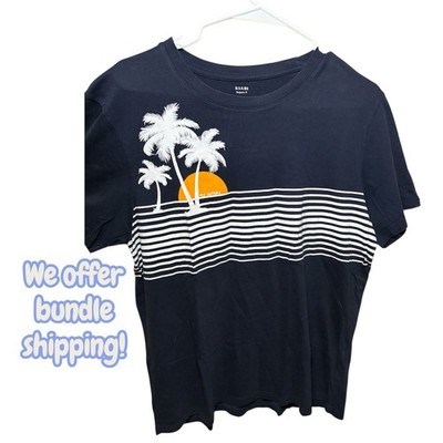Kiabi My Sunset Men s Tropical Palm Tree Blue White T-Shirt Size L