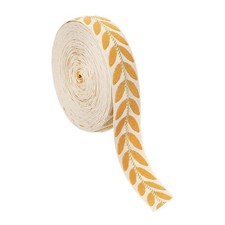 Leaf Pattern Jacquard Ribbon Trim, 1'' 20 Yard Polyester Jacquard, Yellow