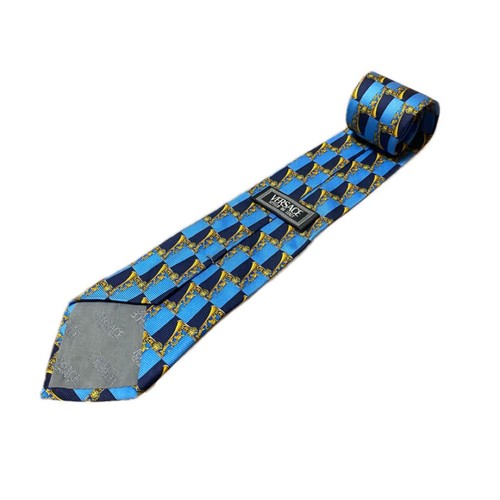 GIANNI VERSACE Rare tie Blue, allover pattern silk from japan M3703 - Picture 20 of 24