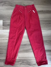 Vintage 80s 90s Rocky Mountain Rockies Red High Waist Denim Western Cowgirl Jean