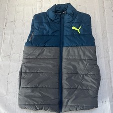 Puma Boys Youth Small 7-8 Puffer Vest Gray/blue EUC