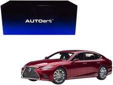 Lexus LS500h Morello Red Metallic with Chrome Wheels 1/18 Model Car - Autoart