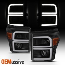 Faros proyectores de tubo LED DRL negros para camioneta Ford Super Duty 2011-2016