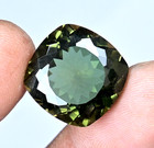 17,70 Ct Moldavite Naturelle Sertie Coussin Verte Naturelle AGL, Brute