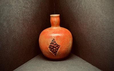 POMEGRANATE EMPTY CERAMIC WINE BOTTLE