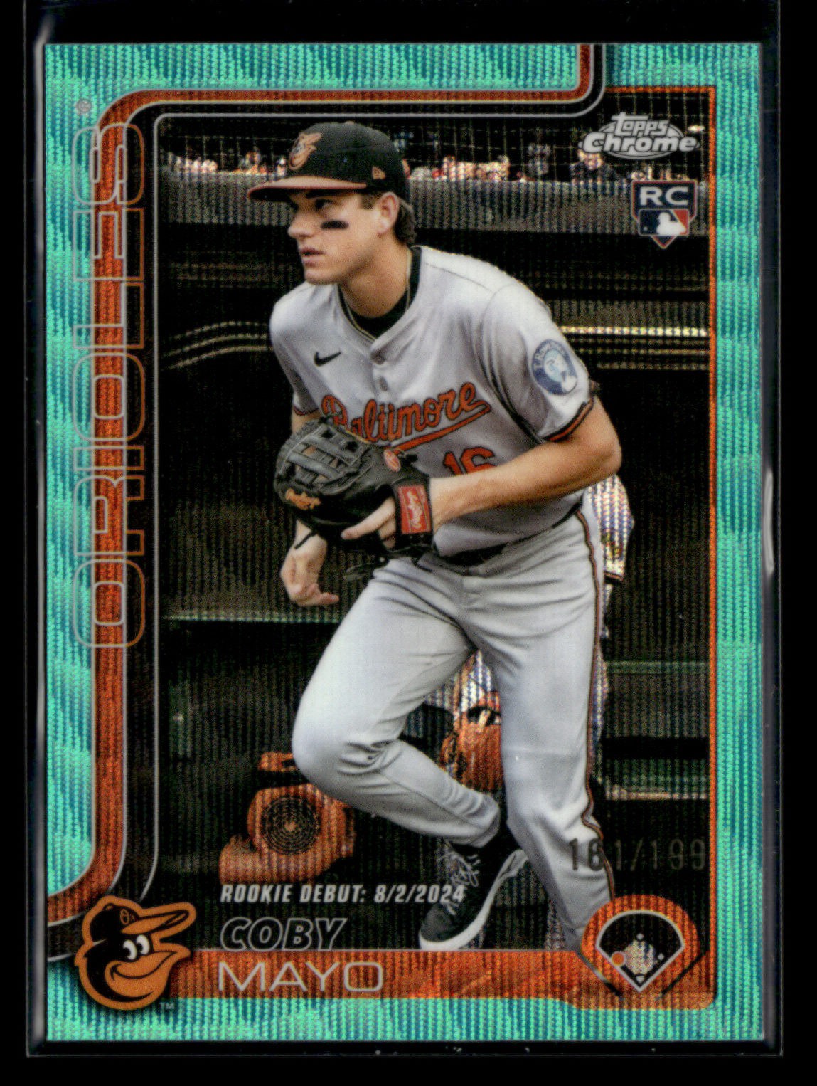 Coby Mayo RC 2025 Topps Chrome Update Rookie Debut Aqua Wave 161/199 [zj93