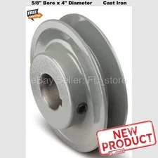 V-Belt Motor Pulley 5/8" Bore x 4" Diameter Set Screw Solid Cast Iron Fixed Bore