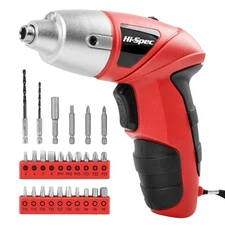 Hi-Spec 27pc 3.6V Red Small Power Electric Screwdriver Set. Cordless & Rechar...