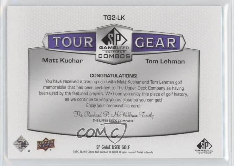 2024 SP Game Used Tour Gear Combos Glove /20 Matt Kuchar Tom Lehman #TG2-LK - Image 2 of 2