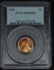 Lincoln Wheat Cent. 1940 P. Pcgs Ms66rd. Lot 9066-374-281 Lincoln Wheat Cent. 1940 P. Pcgs Ms66rd. Lot 9066-374-281