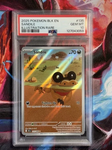 2025 POKEMON EN BLACK BOLT SANDILE #135 ILLUSTRATION RARE PSA 10 GEM MINT POP 60