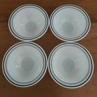 Pyrex Green Band Striped 7.5" Rimmed Soup Bowls Corning Glass USA LOT 4 Vintage