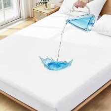 Ruili Queen Mattress Protector Waterproof Washable Noiseless Pure White