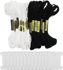 14 Fili Da Ricamo in Bianco E Nero Con 14 Bobine, Ricamo in Seta per Ricamo a Cr