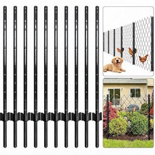 10-Pack 4/5/6 Ft Metal Fence Posts Garden U-Channel Fence Stakes w/Anchor Plates