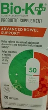 Bio-K Plus Advanced Bowel Support Probiotic Supplement Vegan 20 Capsules NEW