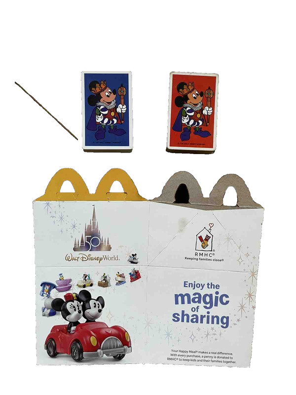 2 MICKEY MOUSE PLAYING CARD DECKS Walt Disney king McDonalds Happy Meal red blue
