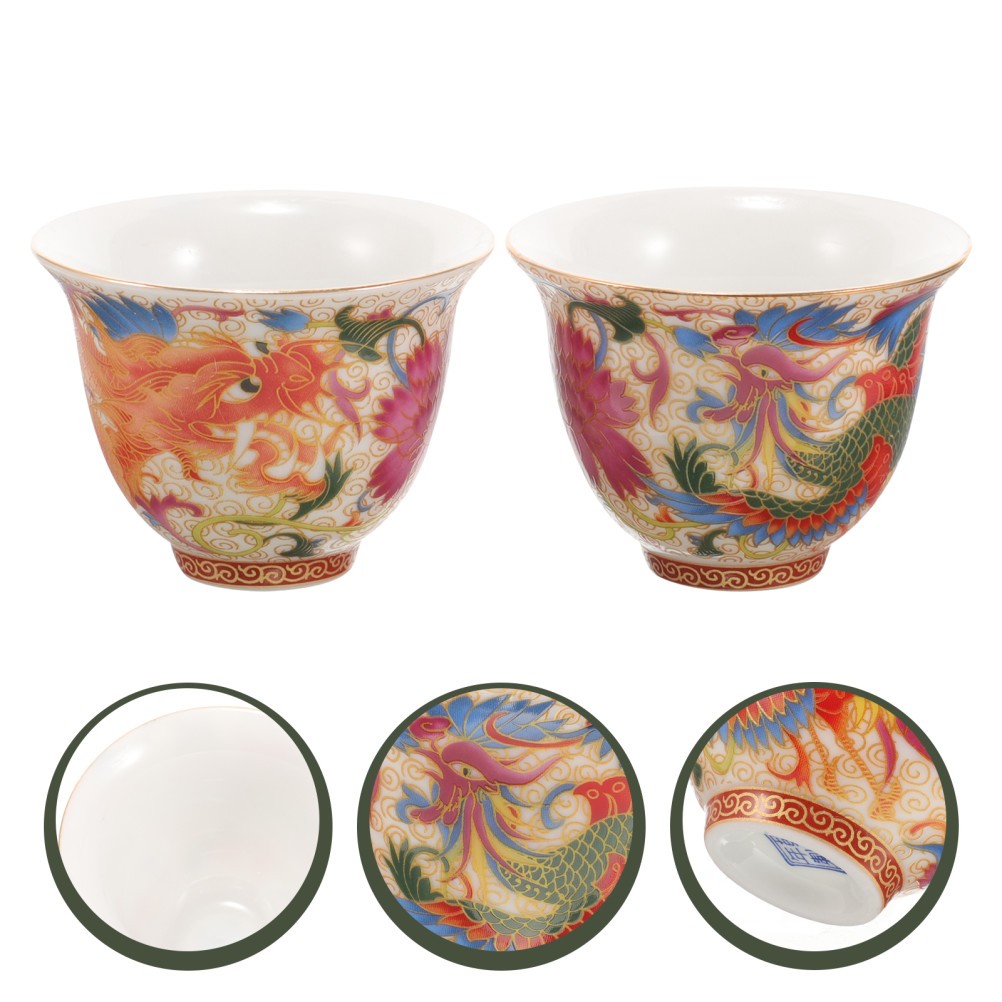 1 Pair Chinese Cups Cups Ceramic Tea Cups Set Tea Mugs for Festivals