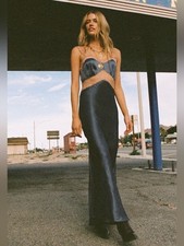 Nasty Gal NWT Premium Satin Lace Trim Maxi Slip Dress. Party. Wedding guest. 12