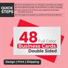 48 Full Color Business Cards with FREE CUSTOM Design and FREE SAME DAY Shipping