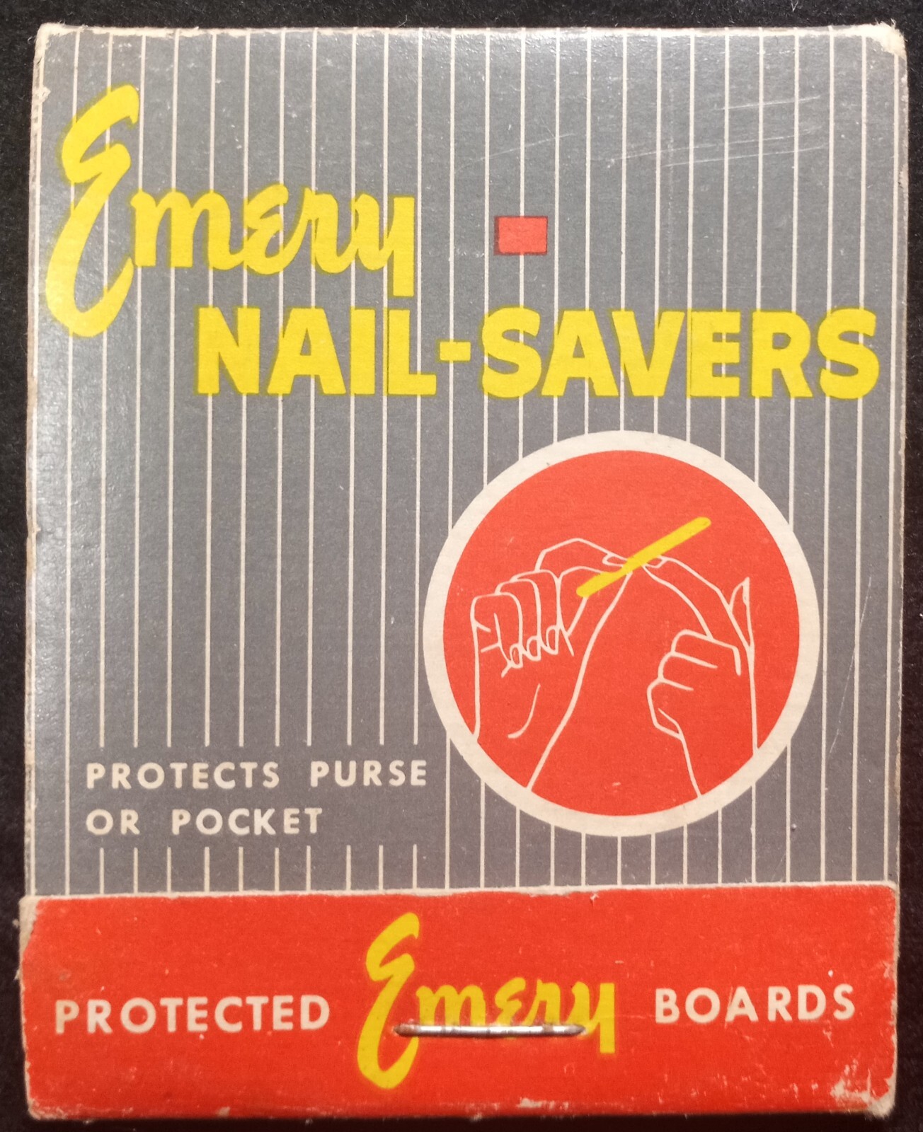 Emery NailSavers Emery Boards matchbook 1949 Graico Products Partially