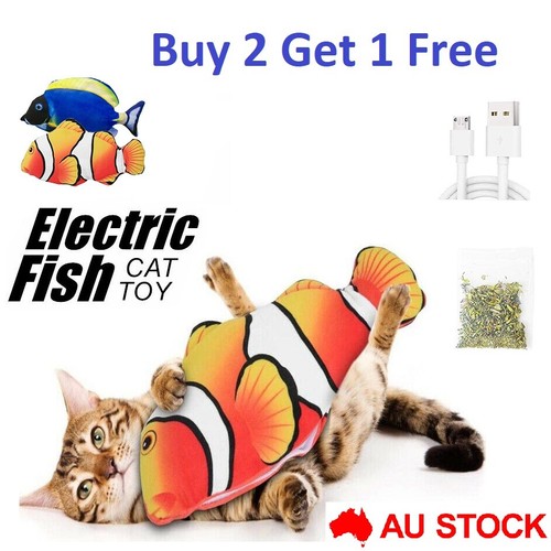 Electric USB Rechargeable Dancing Fish Kicker Cat Toy Waggling Realistic Moves