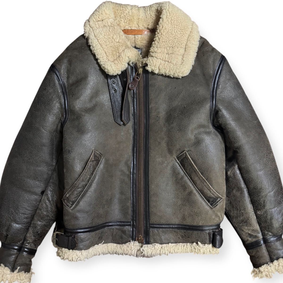 ジャケット・アウター 80s avirex b-3 mouton flight jkt Avirex B-3 Mouton Brown Leather Flight Jacket