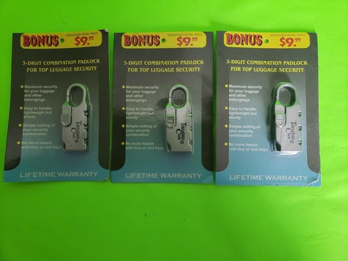 Traveler's Club - (3) 3 Digit Combination Padlocks for Luggage Security Lock NEW - Picture 1 of 3