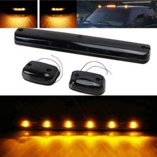 Smoked Lens Amber Led Cab Roof Light Kit For 2007-up Chevy Gmc 2500 3500 Truck