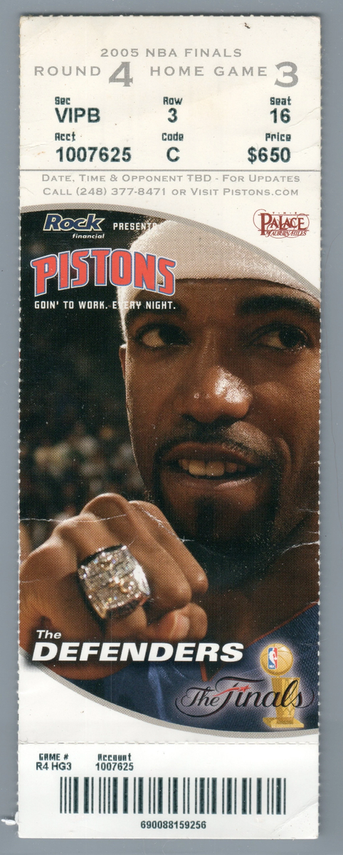 2005 NBA Finals Ticket Stub Rd4 Gm5 6-19-2005 Spurs beat Pistons